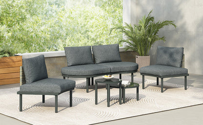 6-Piece Patio Sofa Furniture Set, Half Moon Outdoor Sectional Sofa