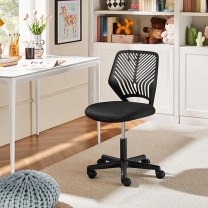 Students Cute Desk Chair Low-Back Armless Study Chair W/Lumbar Support