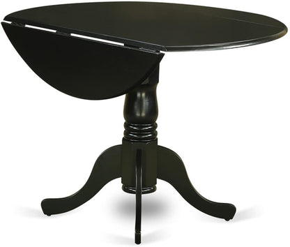 5 Piece Drop Leaf Dining Table Set Black Faux Leather