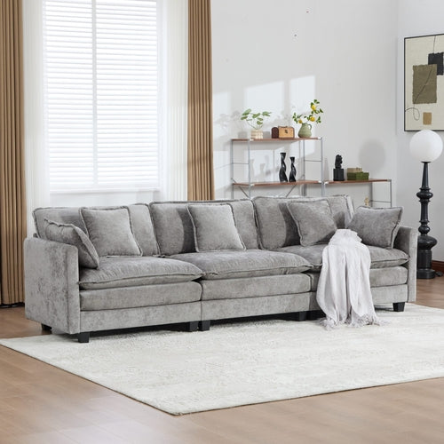 Cloud Sofa Modern Sectional Couch, Double Layer Upholstered Chenille