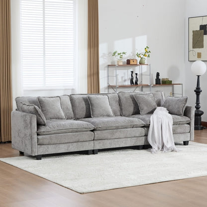 Cloud Sofa Modern Sectional Couch, Double Layer Upholstered Chenille