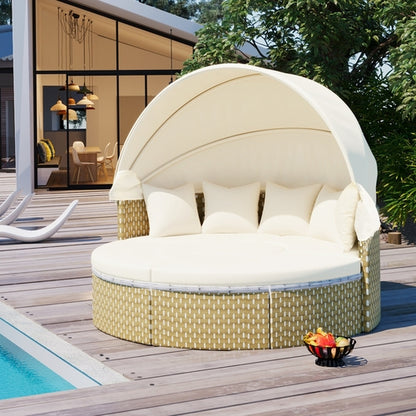 Patio Furniture Round Outdoor Sectional Sofa Set Rattan Daybed