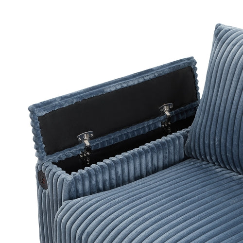 Modern 4-Seater Corduroy Sofa Couch with USB Ports, Hidden Storage and