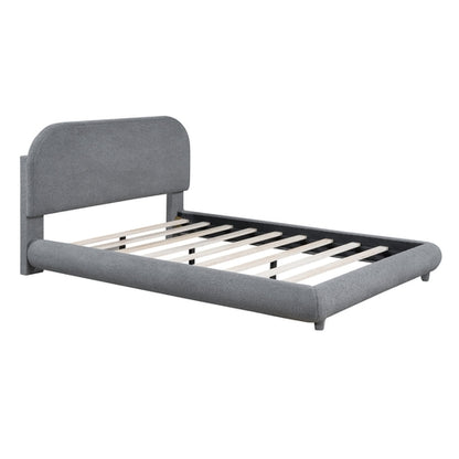 Teddy Fleece Upholstered Platform Bed with Thick Fabric, Solid Frame