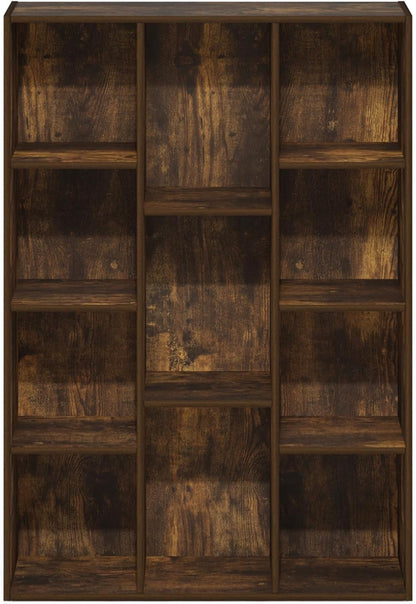 Luder 11-Cube Amber Pine Bookcase For Living Room Storage