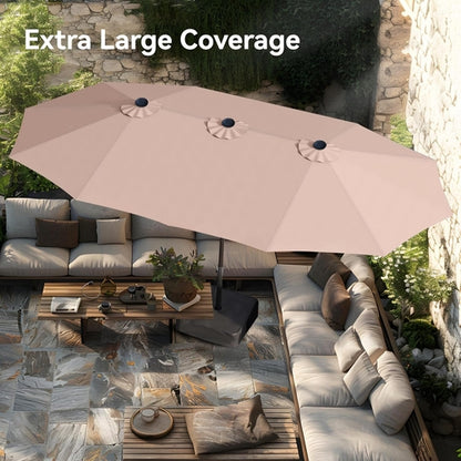 15Ft Large Patio Umbrellas with Base Included, Outdoor Double-Sided