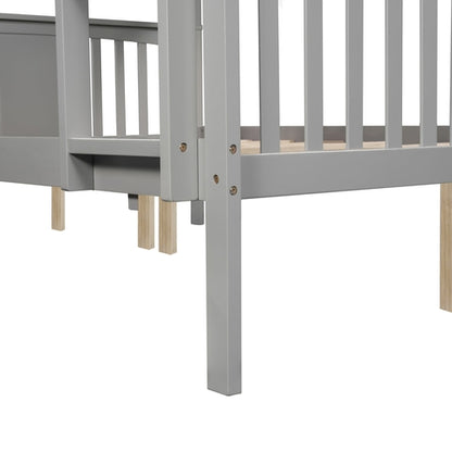 Full over Full Bunk Bed with Ladder for Bedroom, Guest Room Furniture