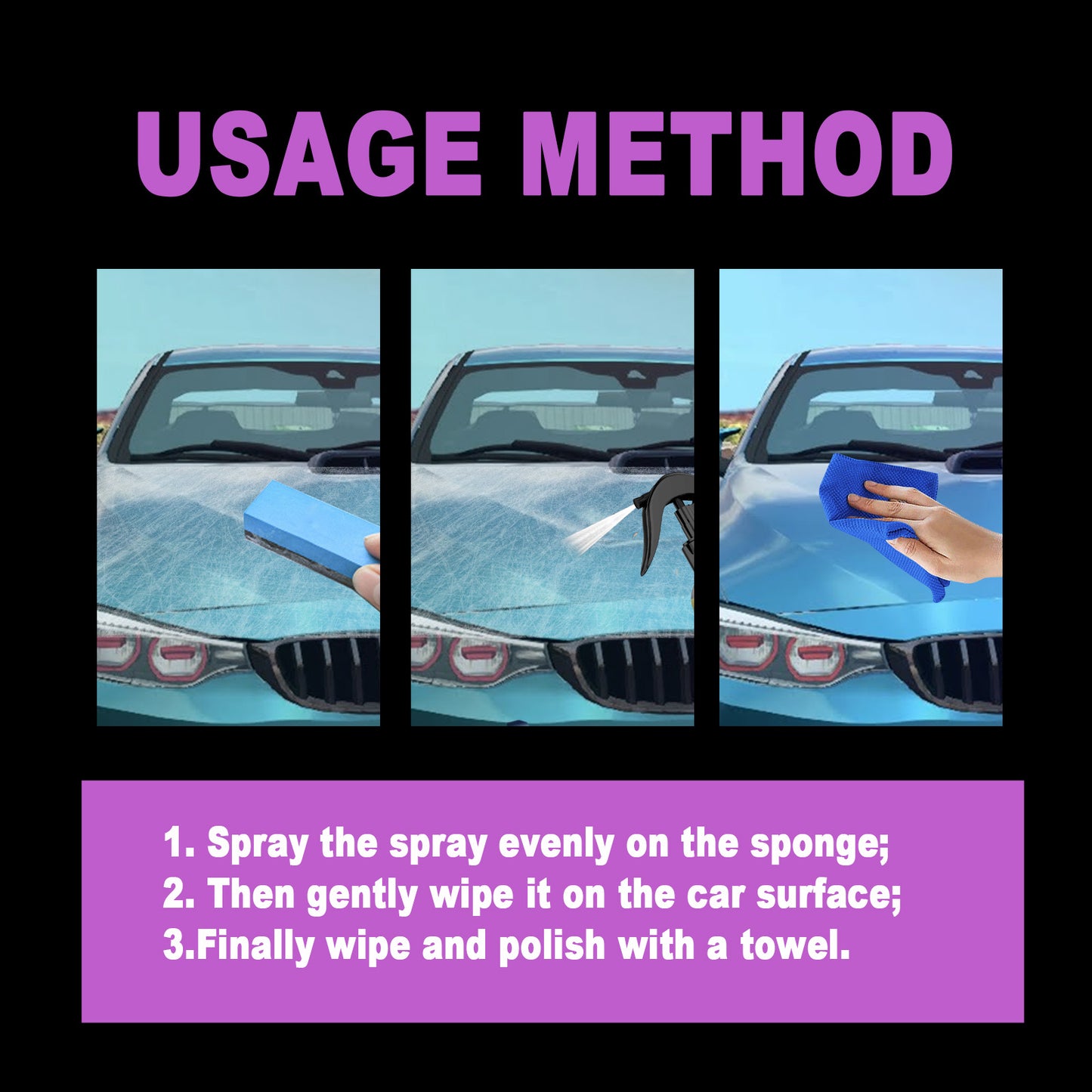 3 In 1 Car Coating, Car Paint Brightening Tire Cleaning Decontamination Polishing Retreading Spray