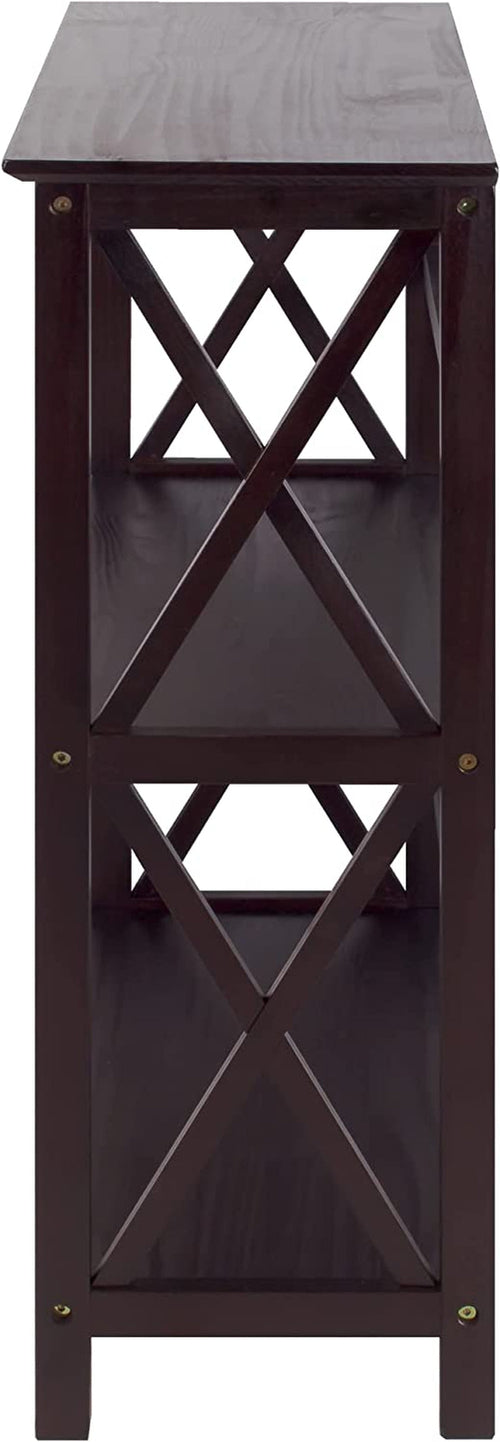 Three-Shelf Solid Wood Bookcase For Home Office Storage