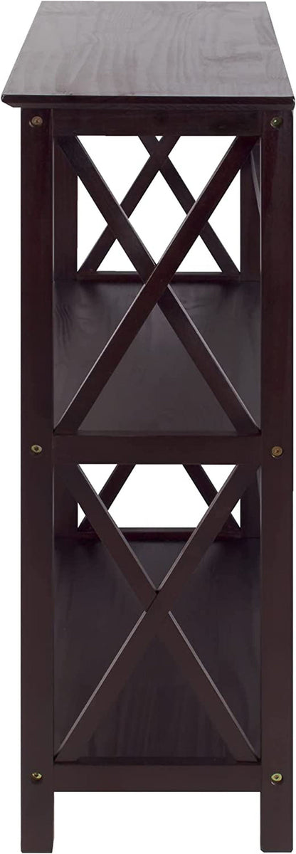 Three-Shelf Solid Wood Bookcase For Home Office Storage