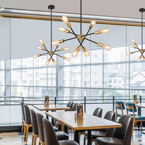 8 Lights Black And Gold Sputnik Chandelier For Dining Room