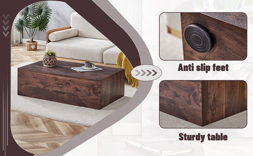 Modern Coffee Table – 39.3" Rectangular Accent Table with Textured