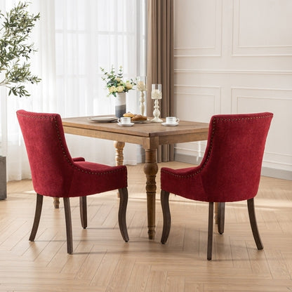 Ultra Side Dining Chair, Thickened Fabric with Solid Wood Legs and