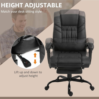 High Back Massage Office Chair With 6 Vibration Points And Footrest