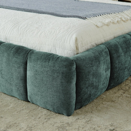 Upholstered Bed Frame with Thick Chenille Fabric, Grounded Platform