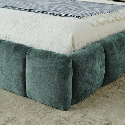 Upholstered Bed Frame with Thick Chenille Fabric, Grounded Platform
