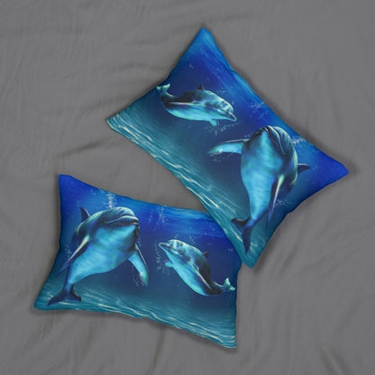 Decorative Lumbar Throw Pillow - Blue Dolphin