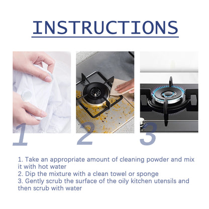 Oil Cleaning Powder, Kitchen Range Hood Stove Oil Rust Dirt Cleaning Powder