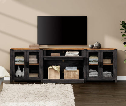 Two In One 100 Inch TV Stand Farmhouse Entertainment Center Dark