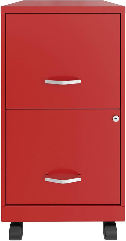 Red Mobile File Cabinet With 2 Locking Drawers 18 Inch