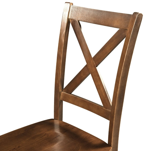 3-Piece Wood Drop Leaf Breakfast Nook Dining Table Set with 2 X-back