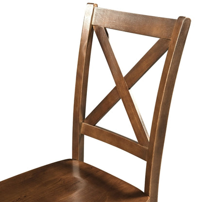 3-Piece Wood Drop Leaf Breakfast Nook Dining Table Set with 2 X-back