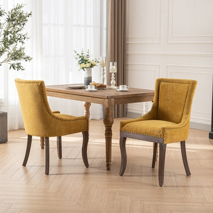 Ultra Side Dining Chair, Thickened Fabric with Solid Wood Legs and