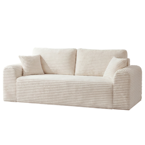3 Seater Couch, Corduroy Boneless Couches For Living Room,26.4 Cloud