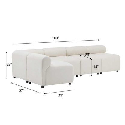 Modular Chenille Sectional Sofa – Modern Curved Upholstered Couch for