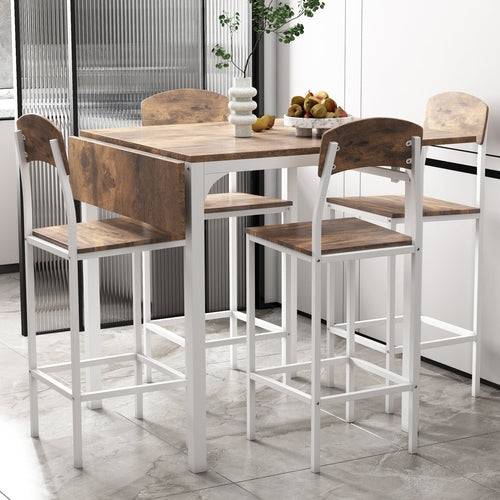 Farmhouse 5-piece Counter Height Drop Leaf Dining Table Set with