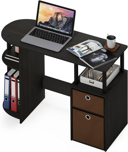 Jaya Brown Computer Study Desk With Storage Bins And Shelf