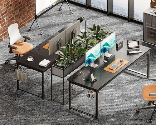 71 Inch Computer Desk with USB Ports, Large Office Desk, Long Study