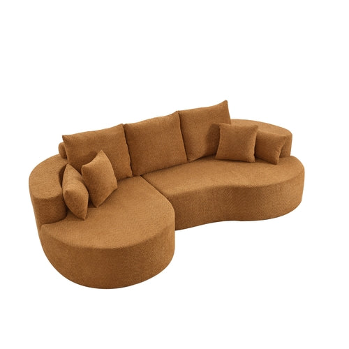 106" Curved Boucle Cloud Sectional Sofa with Chaise Lounge – 2-Piece