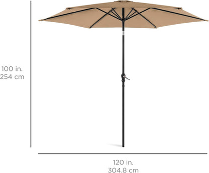 10 Foot Outdoor Steel Polyester Patio Umbrella Tan With Crank Tilt And