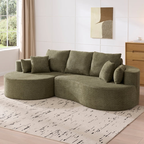 106" Curved Boucle Cloud Sectional Sofa with Chaise Lounge – 2-Piece