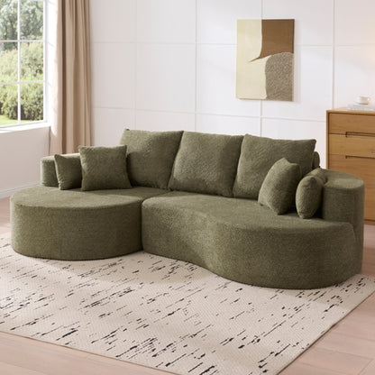 106" Curved Boucle Cloud Sectional Sofa with Chaise Lounge – 2-Piece