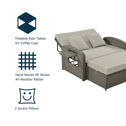 Outdoor Chaise Lounge Rattan White with Adjustable Design for Patio,