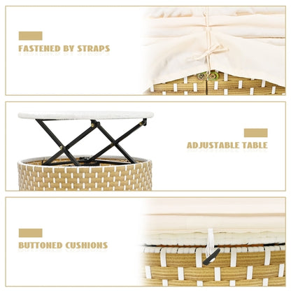 Patio Furniture Round Outdoor Sectional Sofa Set Rattan Daybed