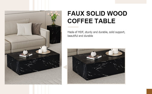 Modern Coffee Table – 39.3" Rectangular Accent Table with Textured