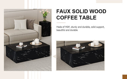 Modern Coffee Table – 39.3" Rectangular Accent Table with Textured