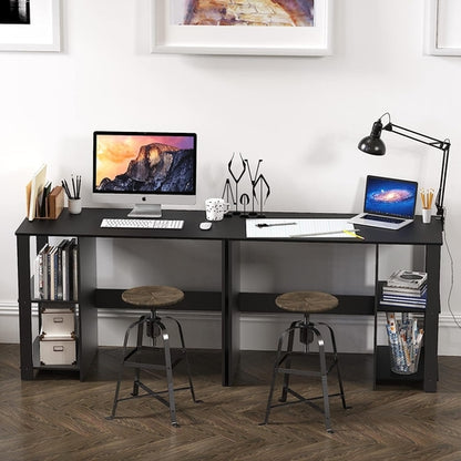 Espresso Finish Home Office Desk With Open Shelves