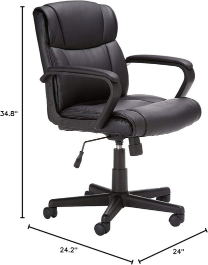 Black Office Chair With Padded Armrests Height Adjustable