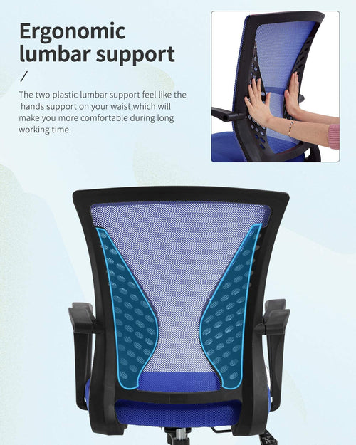 Ergonomic Blue Office Chair With Adjustable Armrests