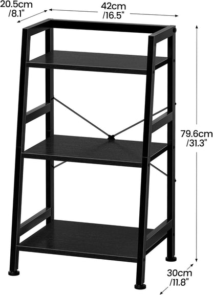 3 Tier Bookshelf Black Steel Frame For Living Room
