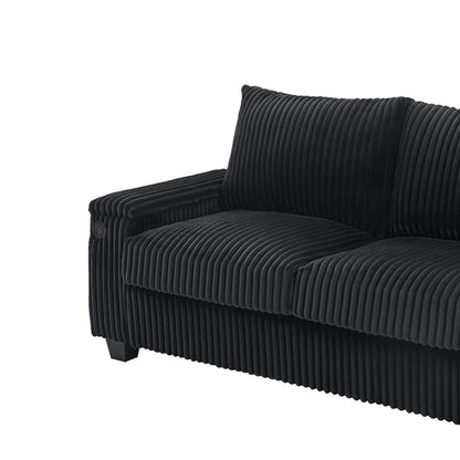Modern 4-Seater Corduroy Sofa Couch with USB Ports, Hidden Storage and