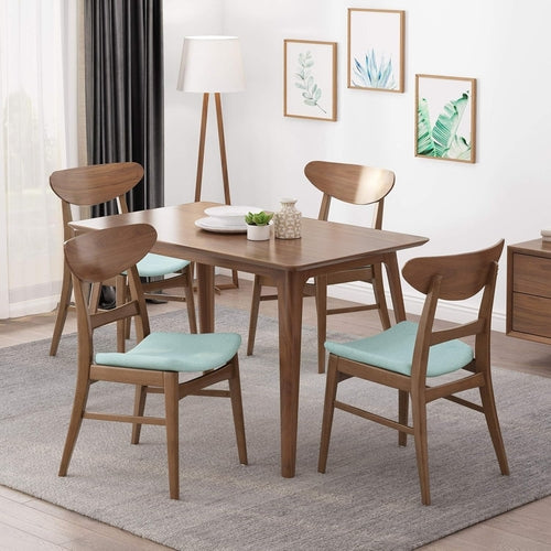 Mid Century Modern Dining Chairs Set Of 4 Mint Upholstery Walnut