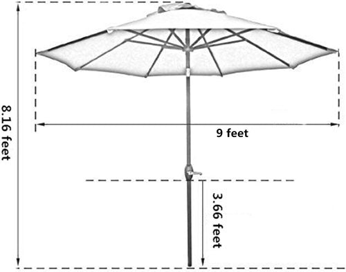 9' Patio Umbrella Outdoor Table Umbrella with 8 Sturdy Ribs (Red)