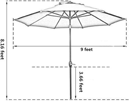 9' Patio Umbrella Outdoor Table Umbrella with 8 Sturdy Ribs (Red)