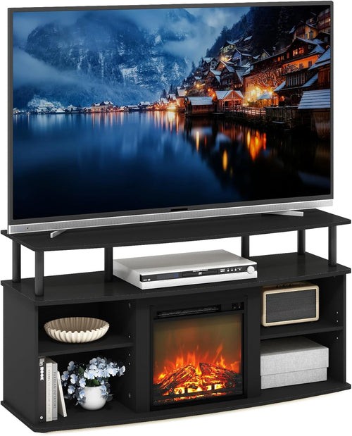 Jensen Open Shelving TV Entertainment Center With Electric Fireplace