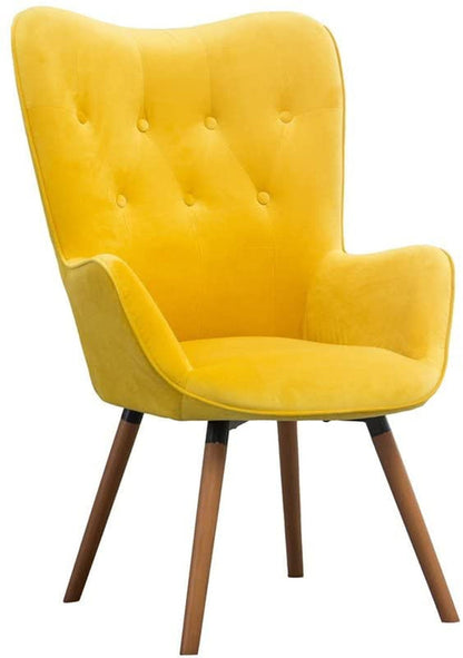 Yellow Velvet Tufted Accent Chair Compact Size Living Room